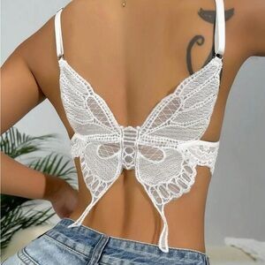 Butterfly Shaped Detail Bow Front Lace Bralette